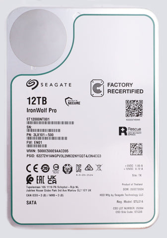 Seagate IronWolf Pro NAS HDD 12TB 512e 3.5" SATA 6Gb/s ST12000NT001
