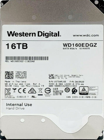 Western Digital 16TB 3.5" HDD SATA 6GB/s 7200RPM 512MB Cache WD160EDGZ