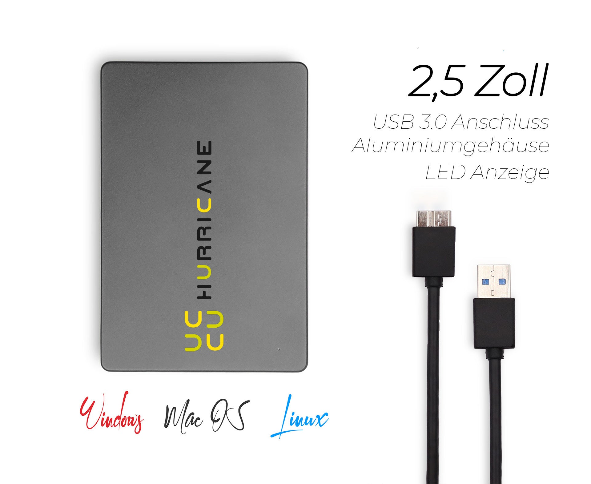 MD25U3 grau Hurricane 750GB 2.5 Zoll Externe tragbare Festplatte USB 3.0 External HDD Mobile Speicherplatte für Fotos smart TV PC Laptop Computer ps4 ps5 Xbox kompatibel mit Windows Mac OS Linux