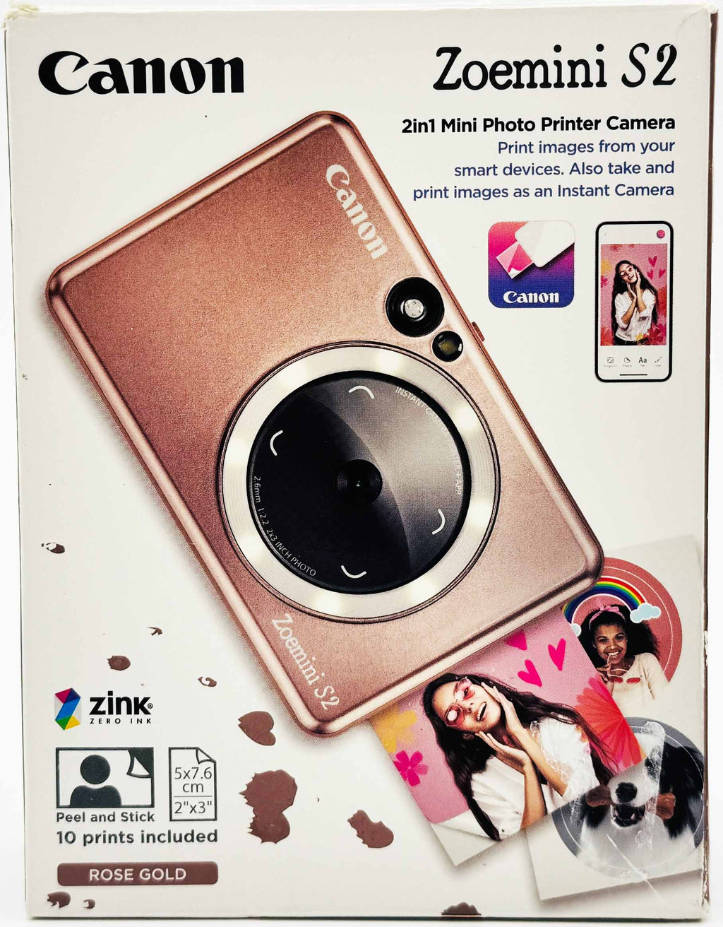 Canon Zoemini S2 Sofortbildkamera-Drucker 8MP rosegold ohne Druckerpapier