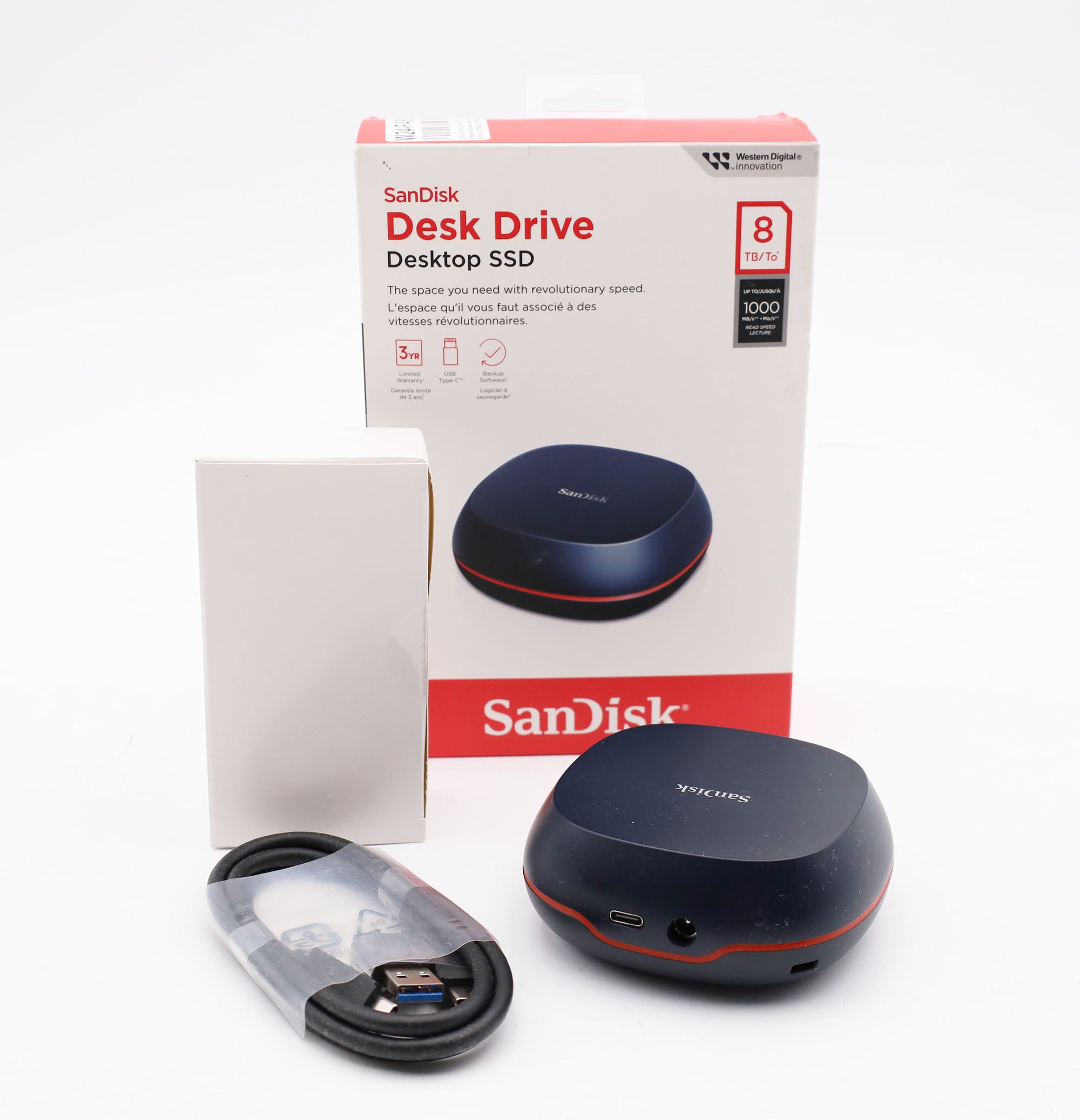 SanDisk Desk Drive SSD 8 TB USB-C kompatibel mit Windows-Computer oder Macs.
