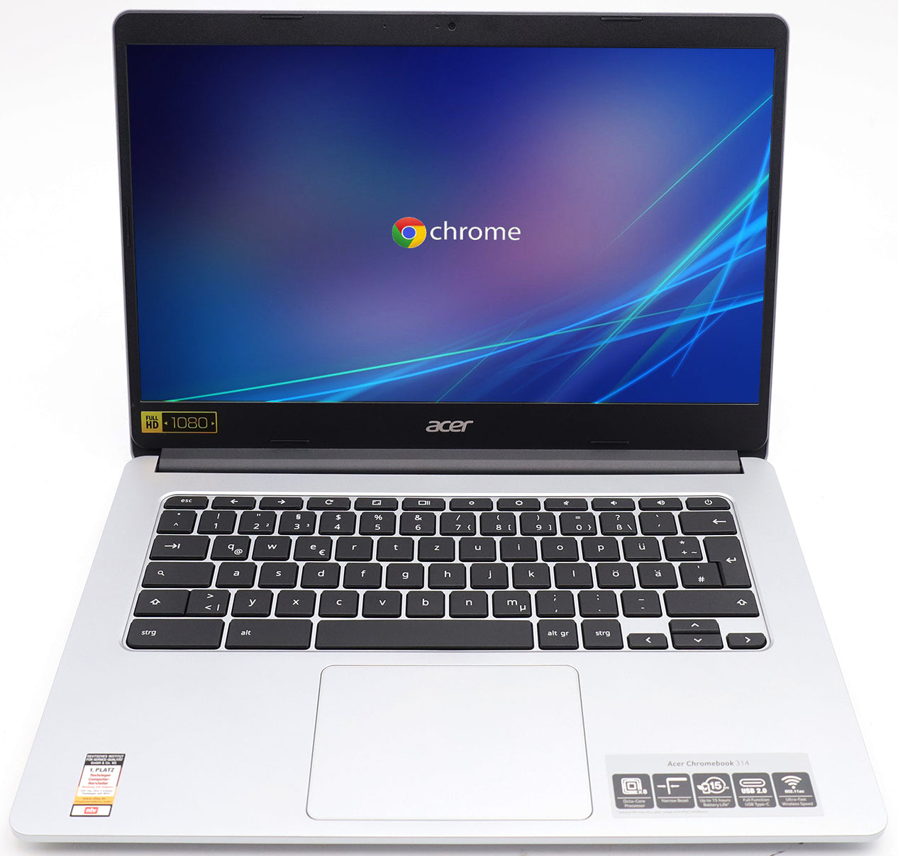 Acer Chromebook 14" Zoll Notebook silber MT8183 CPU 4GB RAM 64GB Flash DE