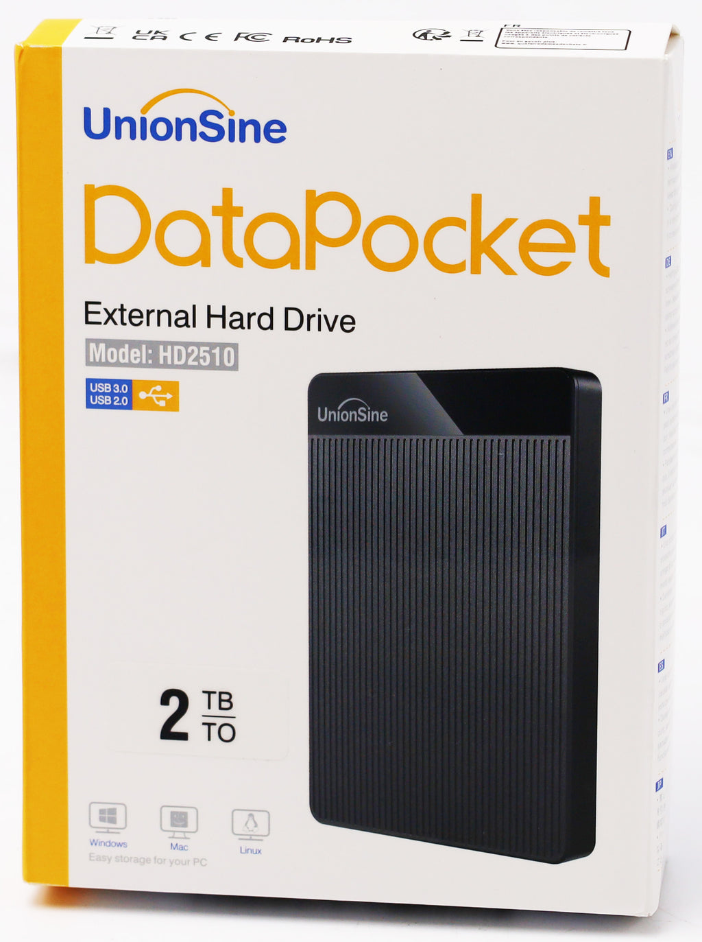 UnionSine HD2510 Externe Festplatte 2TB 2,5 Zoll USB 3.0 SATA