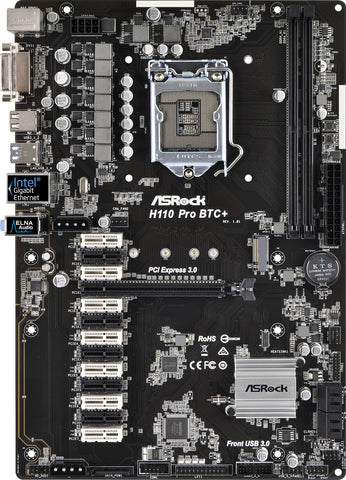ASRock H110 Pro BTC  Mainboard ATX, LGA1151, DDR4, OHNE Zubehör, OHNE I/O Shield