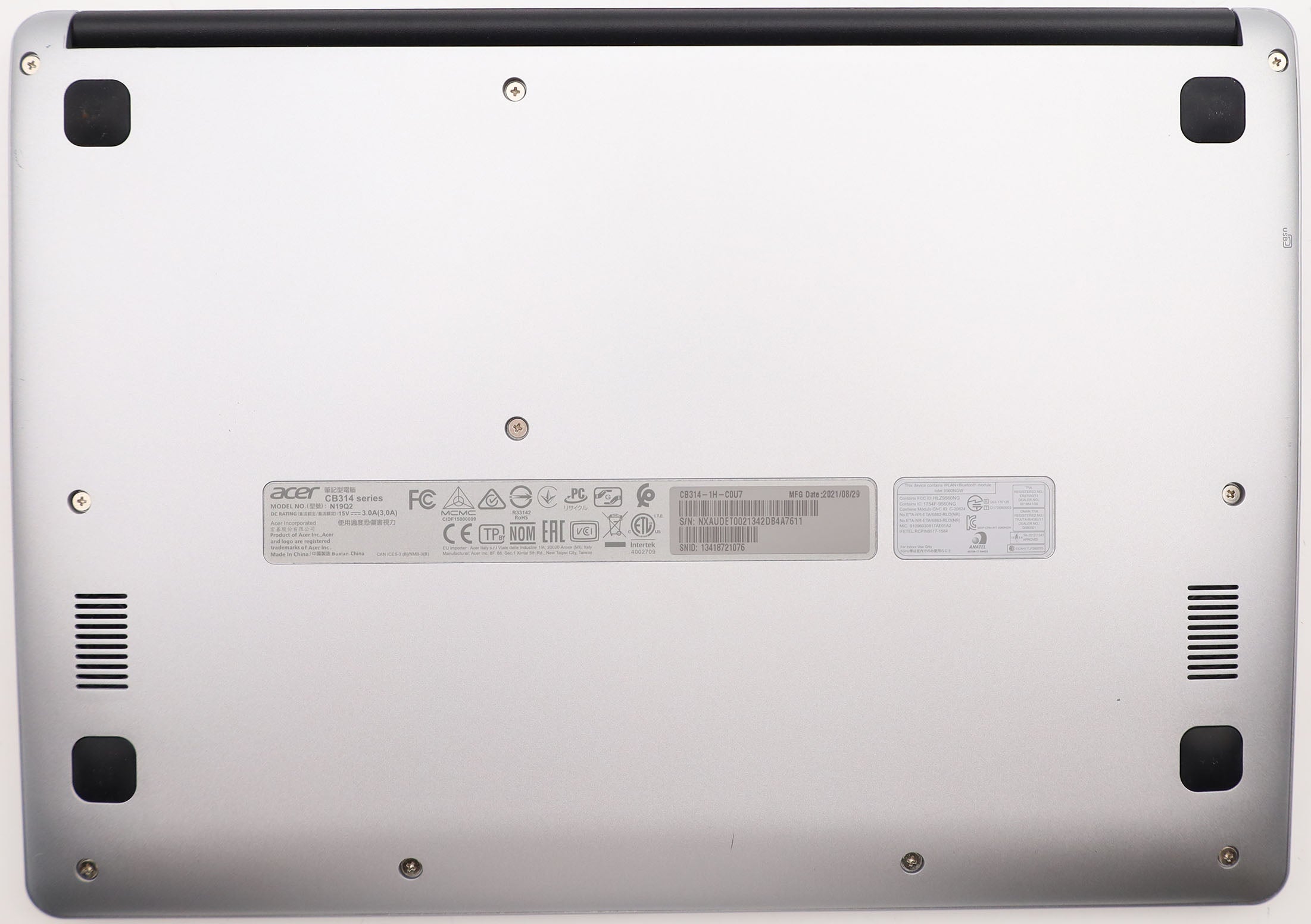 Acer Chromebook 14 CB314-1H-C0U7 silber Celeron N4020 4GB RAM 64GB Flash QWERTY