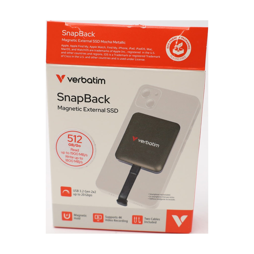 Verbatim Snapback SSD 512GB Magsafe Externe SSD Unterstützt Apple ProRes 4K