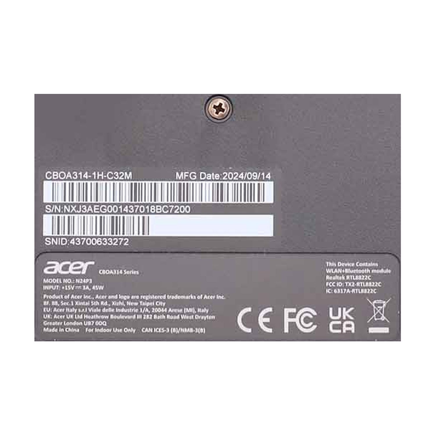 Acer Chromebook 14 CBOA314-1H-C32M Celeron N4500 4GB RAM128GB Flash DE