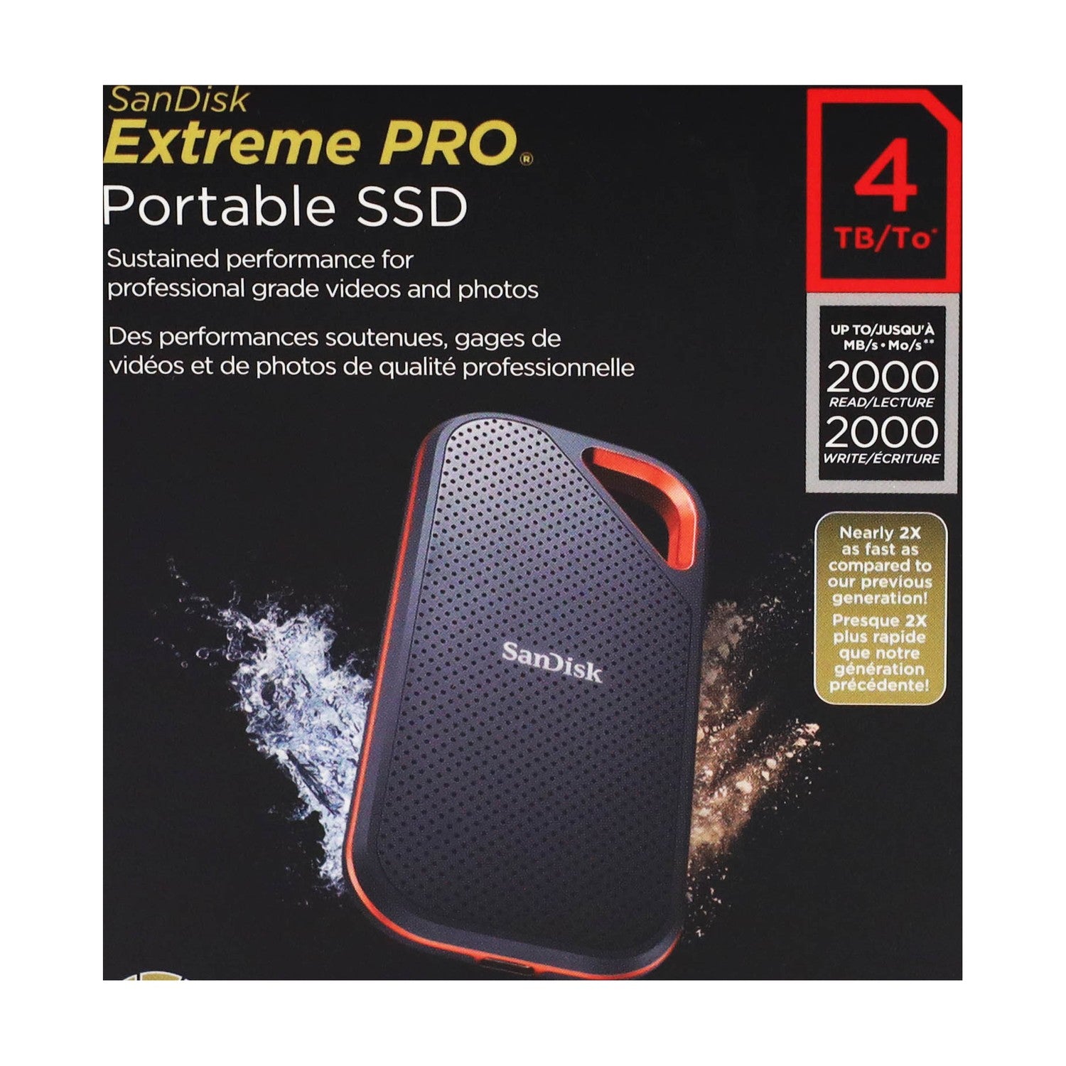 SanDisk Extreme Pro Portable SSD V2 4TB externe Festplatte SDSSDE81-4T00-G25