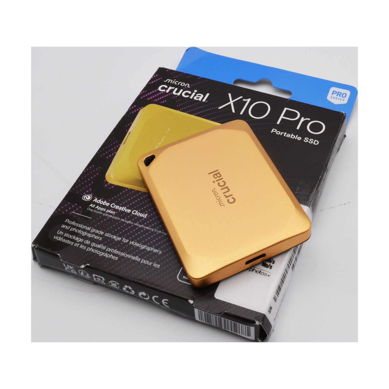 Crucial X10 Pro 2TB Externe SSD Festplatte 2.100MB/s Lesen USB-C 3.2 Gold