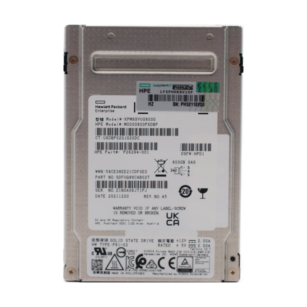 KIOXIA PM6-V Enterprise 3DWPD Mixed Use SSD 800GB SIE 2.5" SAS 24Gb/s