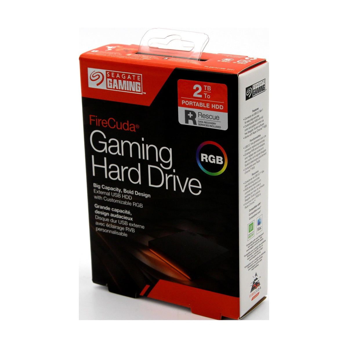 Seagate FireCuda Gaming HDD 2TB, externe Festplatte, PC Gaming, USB 3.2,