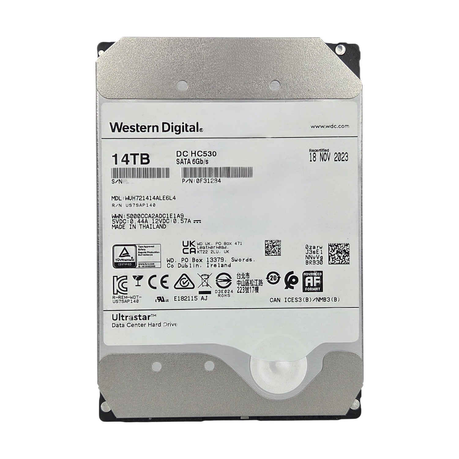 WD Ultrastar DC HC530 14TB HDD 3,5Zoll 512MB SATA III 7200U/min 0F31284