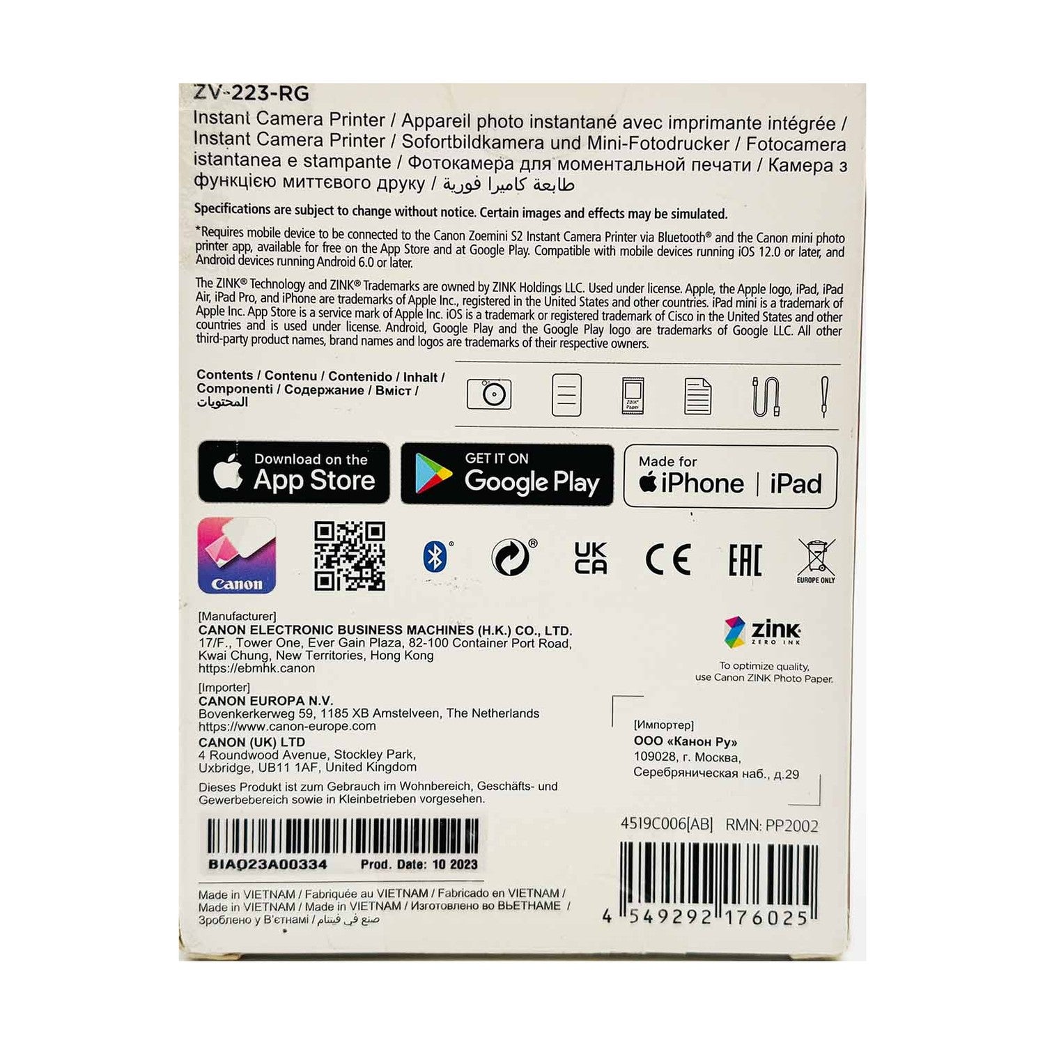 Canon Zoemini S2 Sofortbildkamera-Drucker 8MP rosegold ohne Druckerpapier