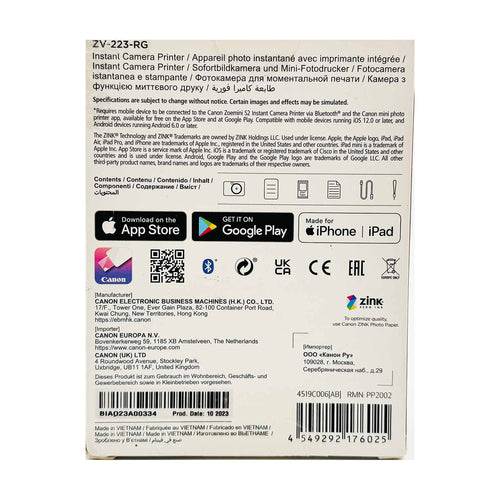 Canon Zoemini S2 Sofortbildkamera-Drucker 8MP rosegold ohne Druckerpapier