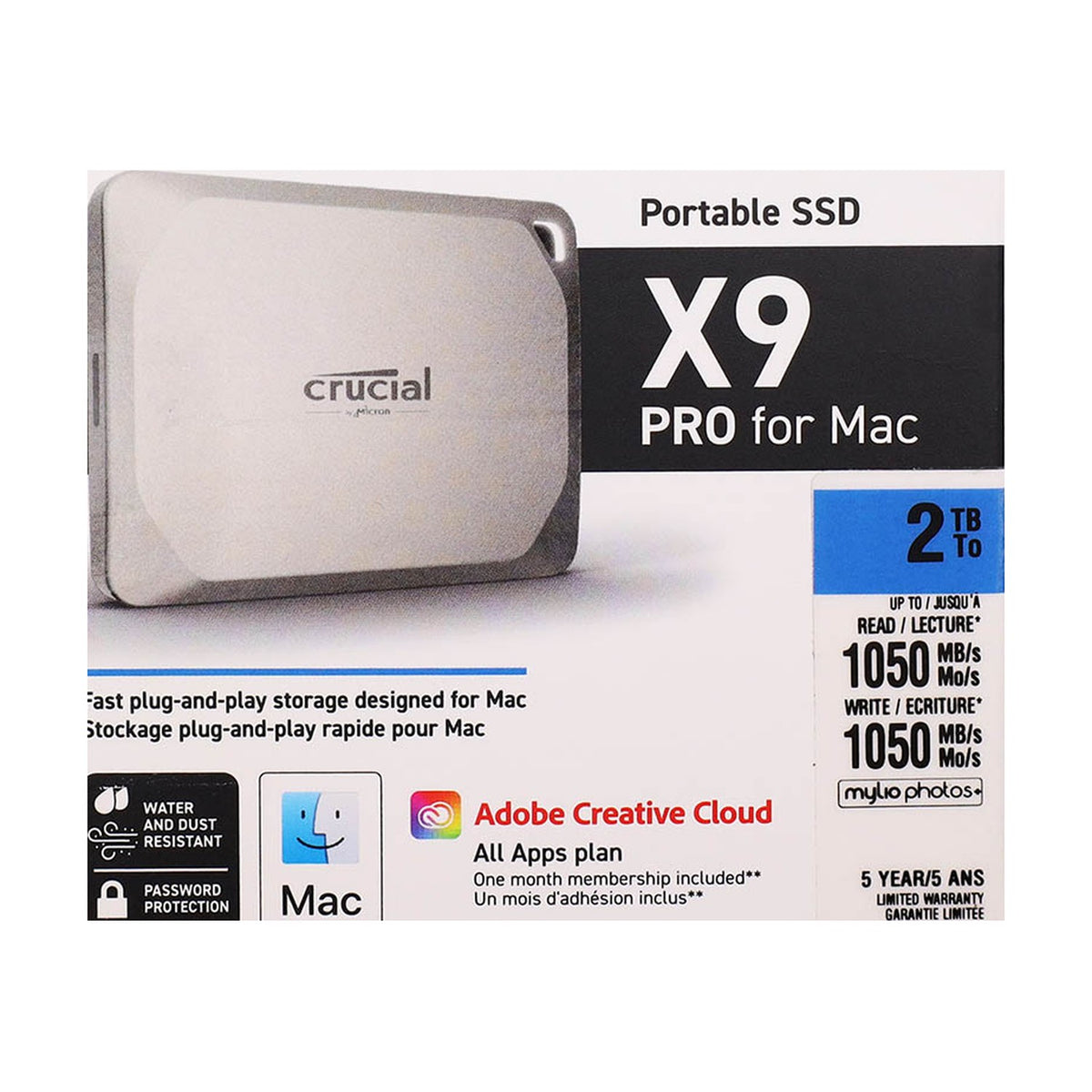 Crucial X9 PRO Portable SSD for Mac 2TB USB-C 3.1 Solid State Drive