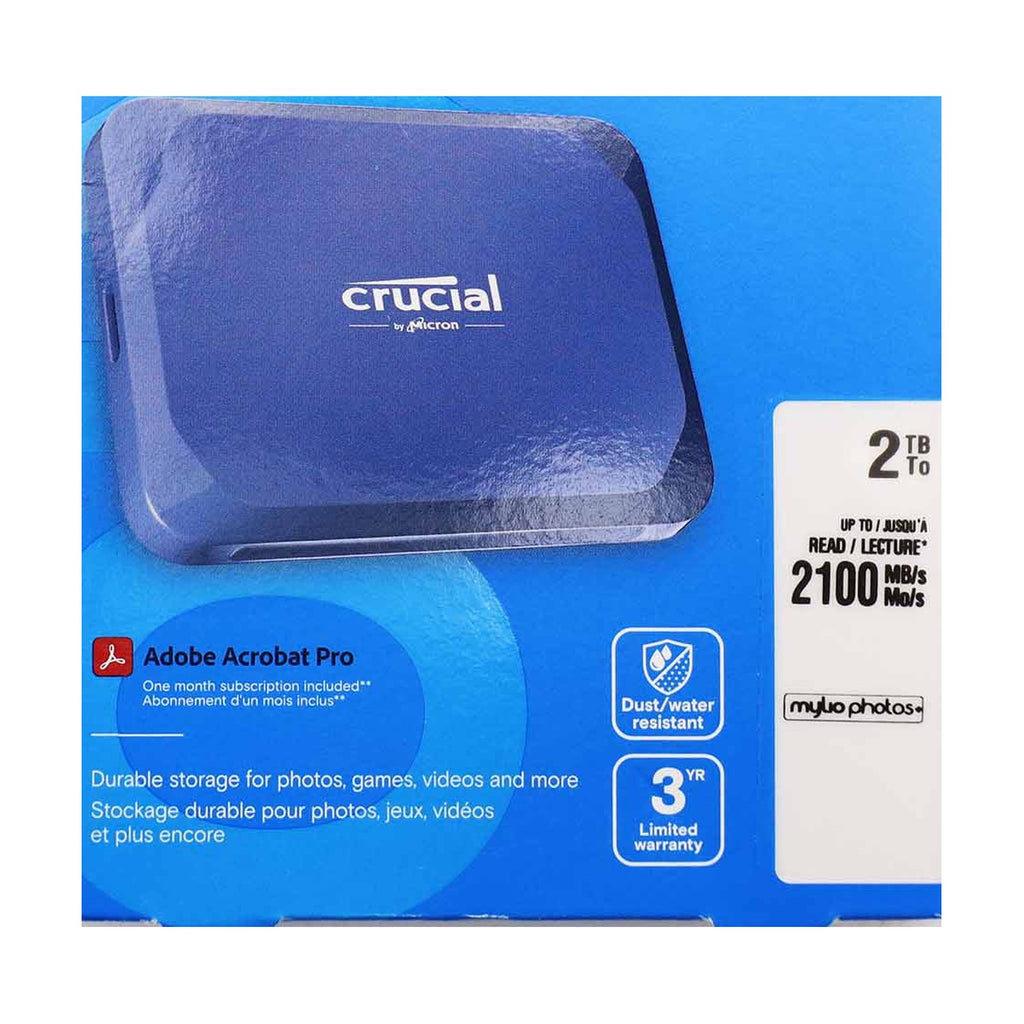 Crucial X10 2TB Externe SSD Festplatte bis zu 2.100MB/s USB-C 3.2 Gen2