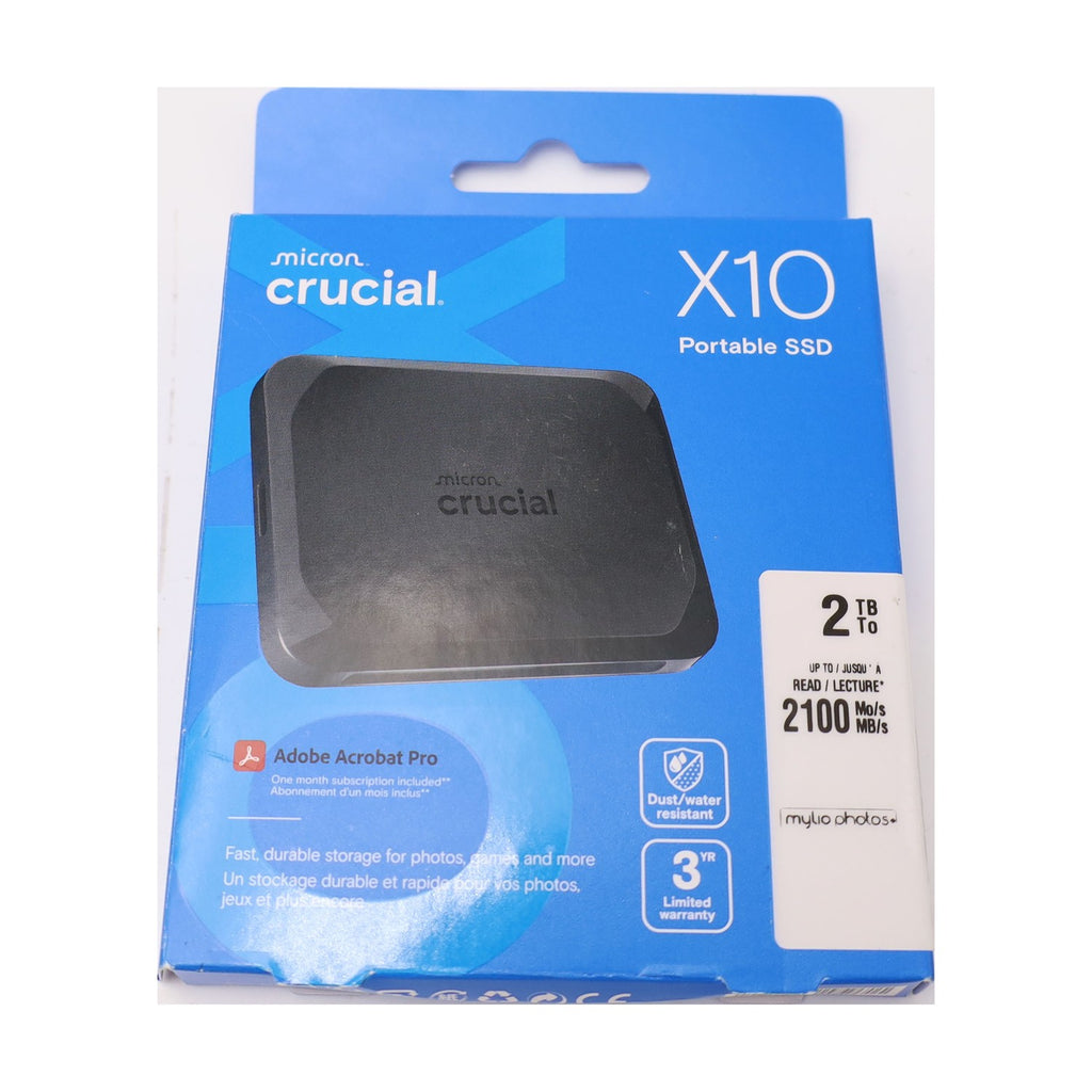 Crucial X10 2TB Externe SSD Festplatte, bis zu 2.100MB/s, USB-C 3.2 Gen2, IP65