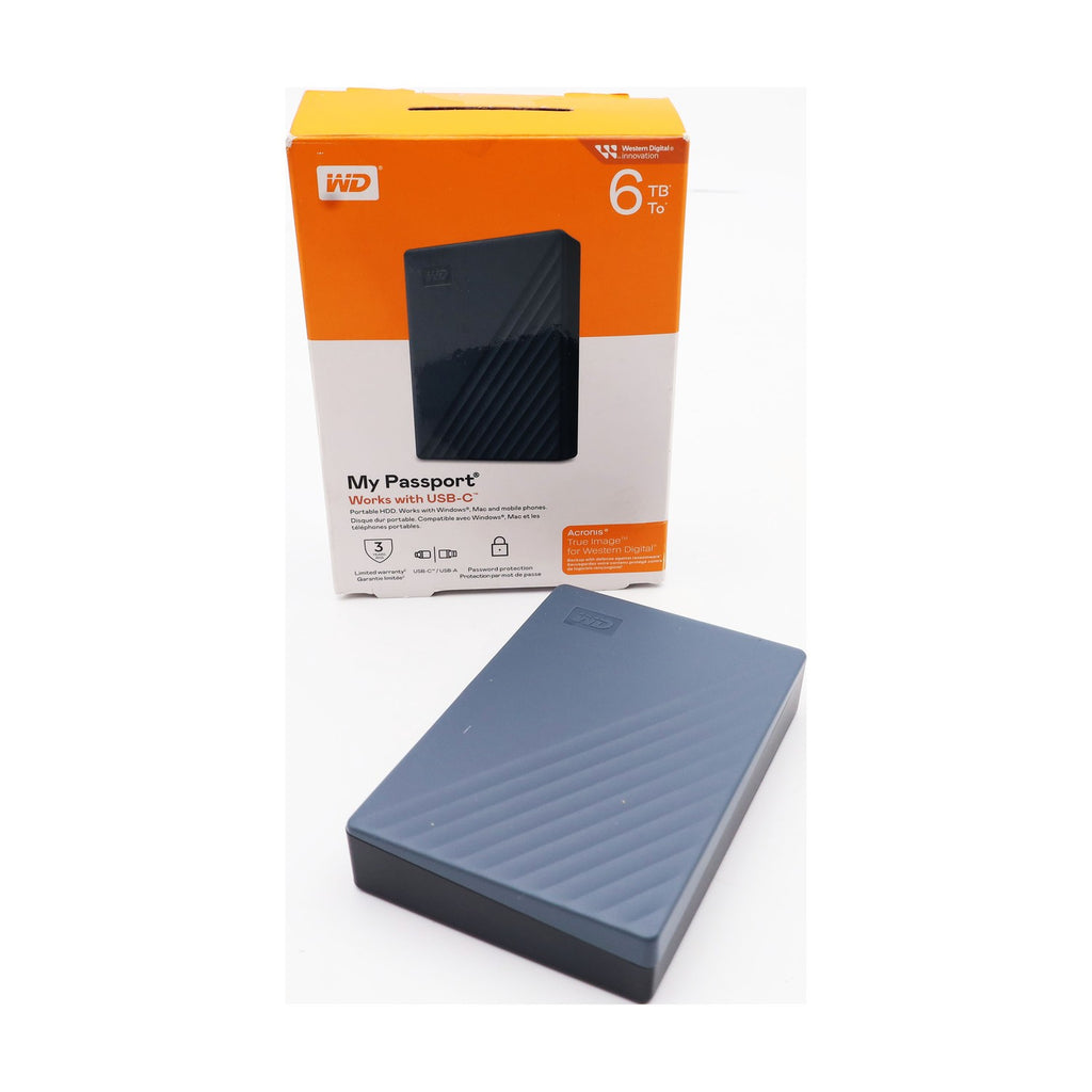 WD  Mobile My Passport Festplatte  6 TB USB-C 3.2 Gen 1 Siliziumgrau