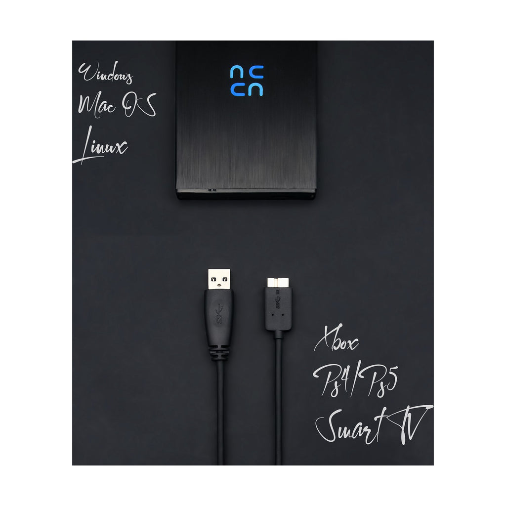 Hurricane 9.5mm GD25612 500GB 2.5" USB 3.0 Externe Aluminium Festplatte für Mac, PC, PS4, PS4 Pro, Xbox, Backups