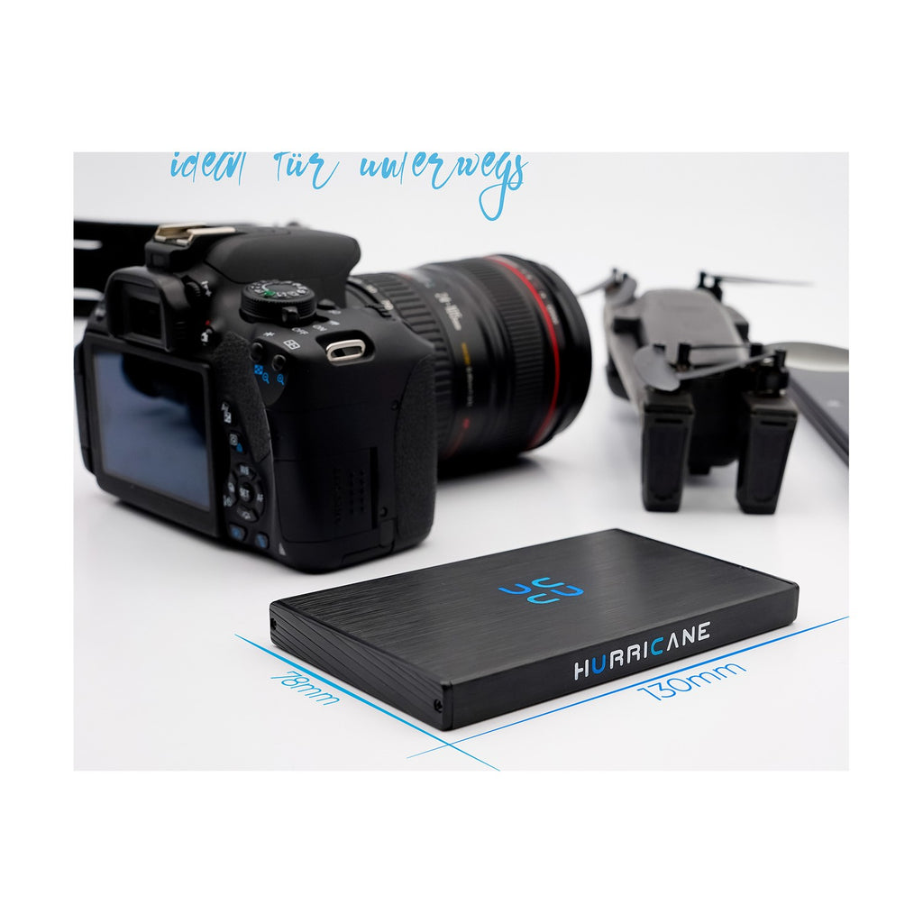 Hurricane 9.5mm GD25612 500GB 2.5" USB 3.0 Externe Aluminium Festplatte für Mac, PC, PS4, PS4 Pro, Xbox, Backups