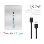 MD25U3 silver Hurricane 1TB 2.5 Zoll Externe tragbare Festplatte USB 3.0 External HDD Mobile Speicherplatte für Fotos smart TV PC Laptop Computer ps4 ps5 Xbox kompatibel mit Windows Mac OS Linux