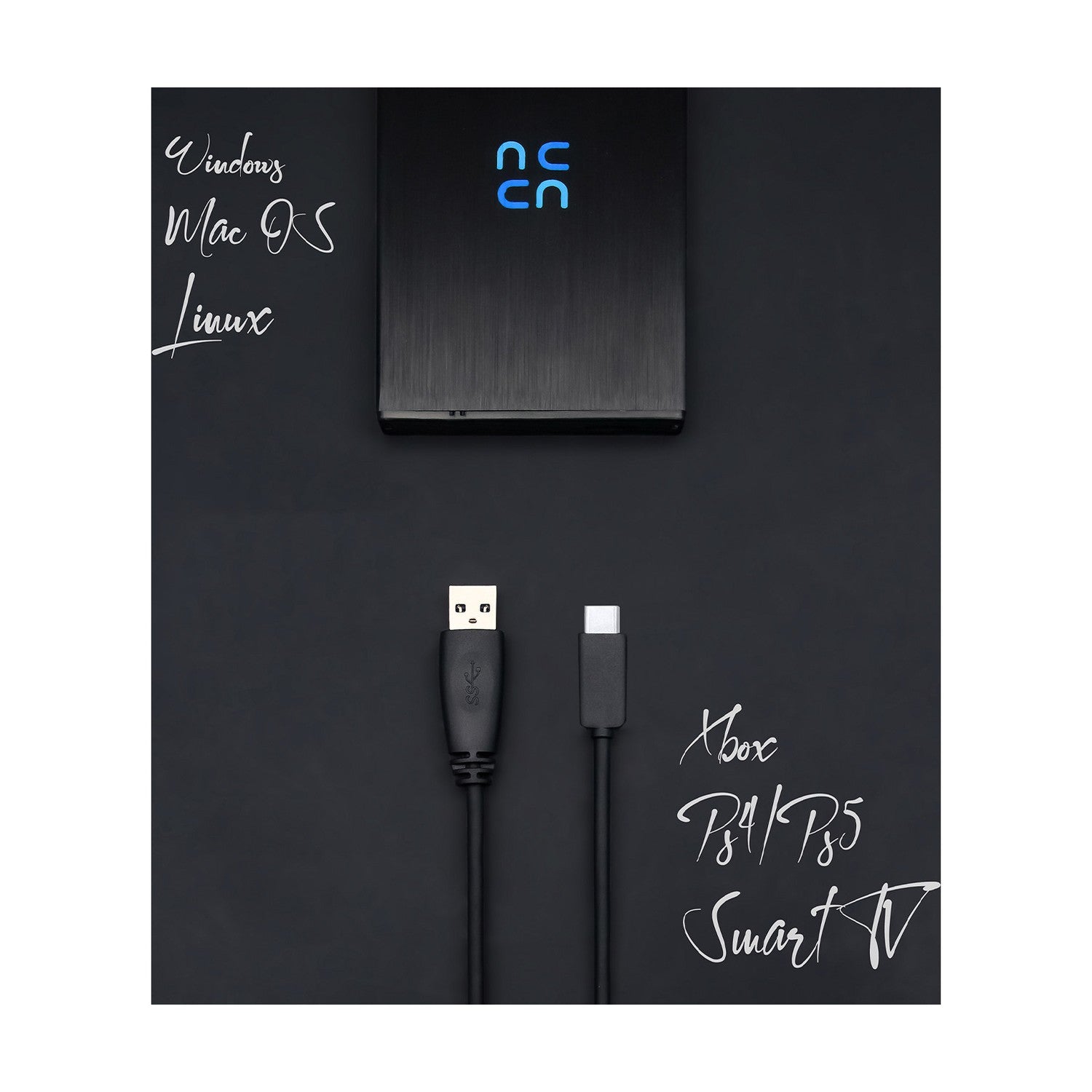 HURRICANE GD25612C Externe Festplatte 500GB 2,5" USB-C Windows, Mac, Linux