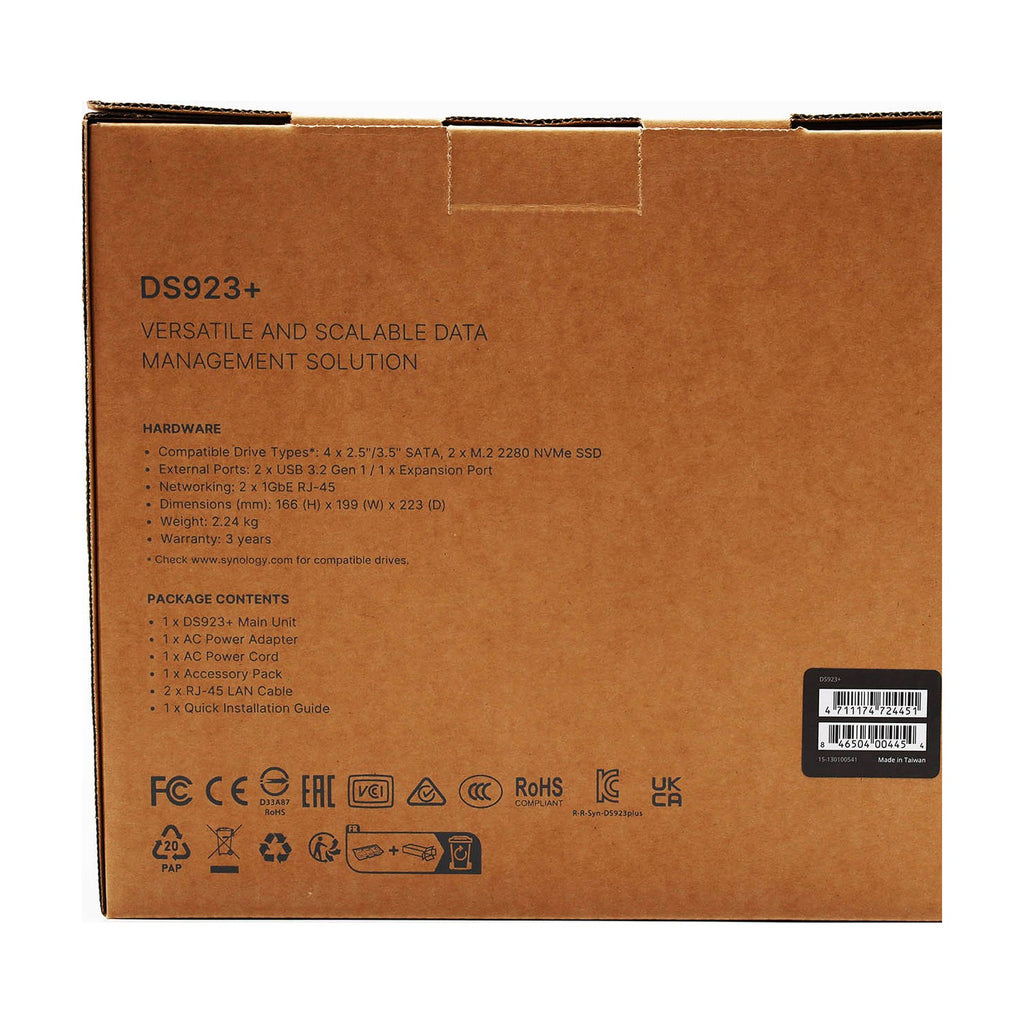 Synology DiskStation DS923+ NAS-Gehäuse 4GB RAM 2x Gb LAN