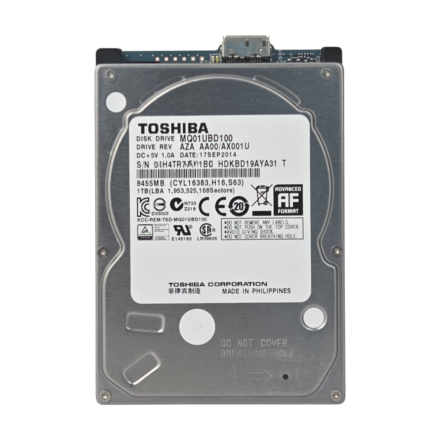 Toshiba 2,5" 1TB Festplatte USB 3.0 5400U/min 8Mb Cache MQ01UBD100