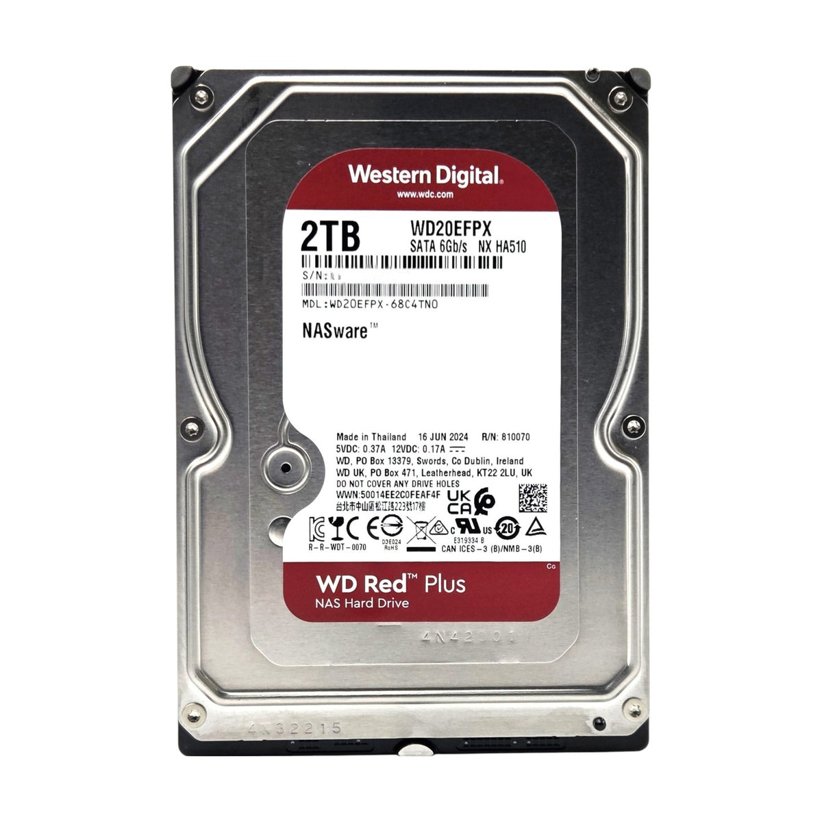 Western Digital WD Red Plus 2TB, 24/7 512e  3.5" SATA 6Gb/s WD20EFPX