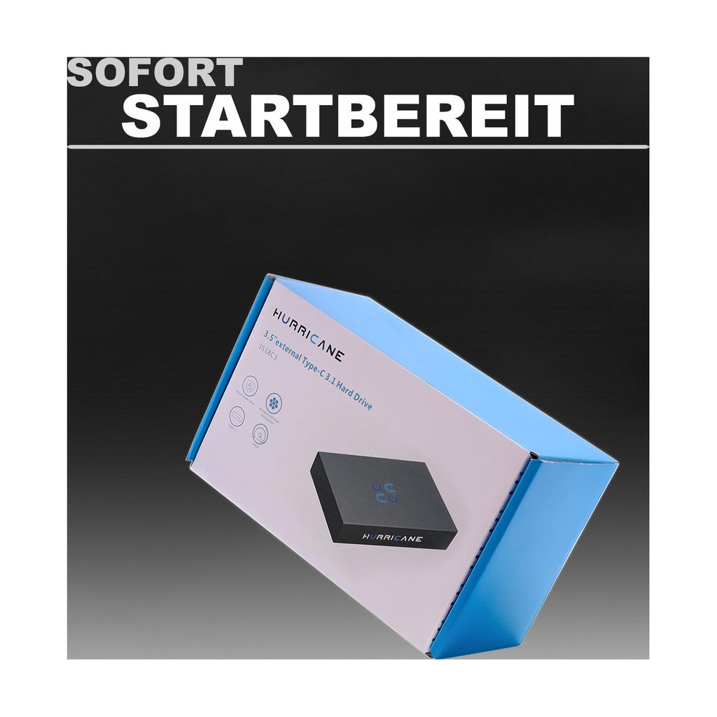 Hurricane 3518C3 Externe Festplatte 1TB, 3,5" USB-C, PC Mac Laptop PS4 PS5 Xbox