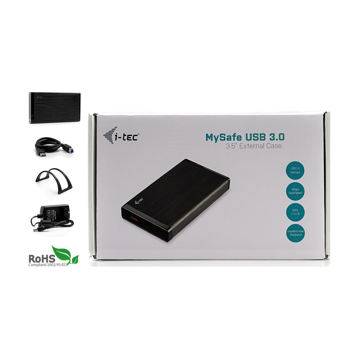 i-Tec 250GB 3.5" externe Festplatte USB 3.0, 16MB Cache, MYSAFE35U401 - schwarz