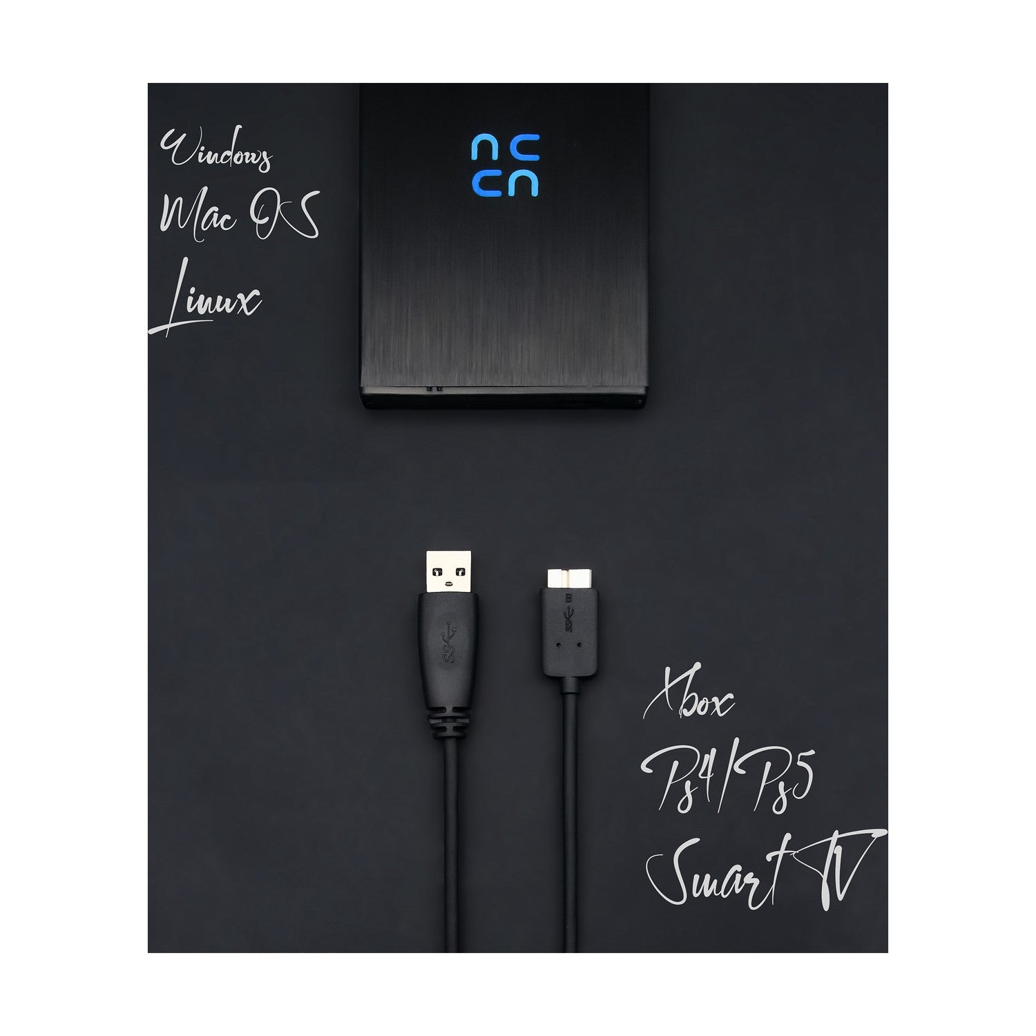 Hurricane GD25612 Externe Festplatte 500GB 2,5" USB 3.0 PC Mac PS4 PS5 Xbox TV