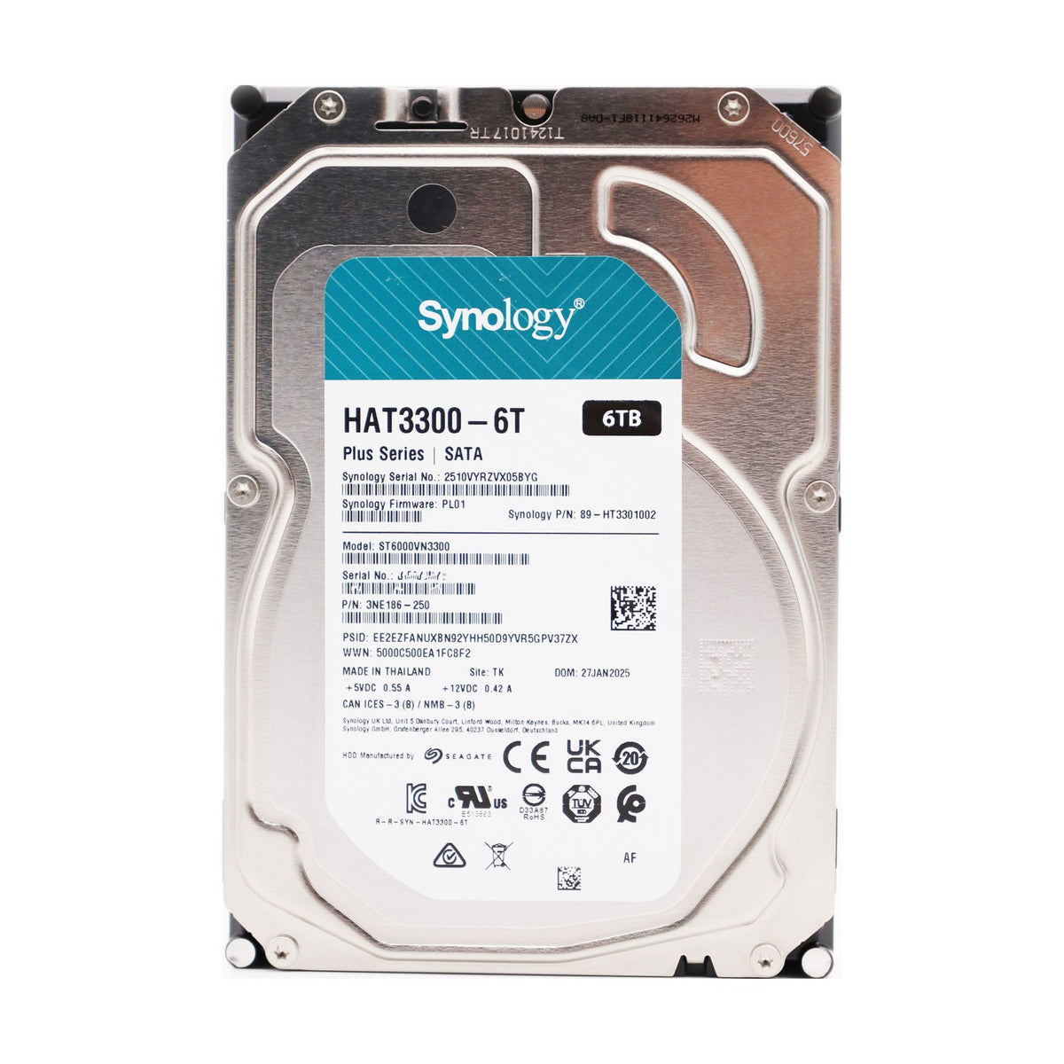 Synology 3.5" SATA Plus-Serie HDD HAT3300 für Synology-Systeme 6TB HAT3300-6T