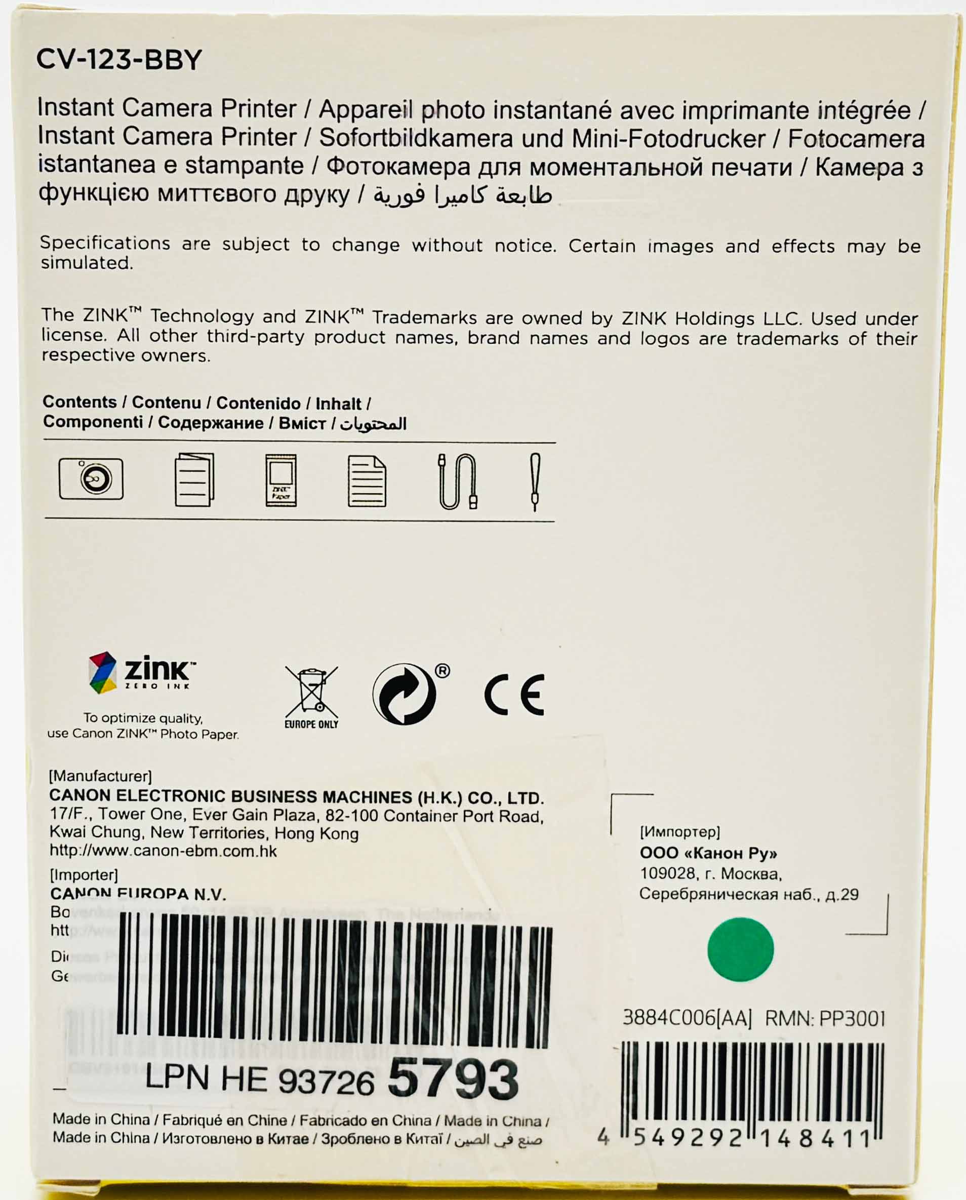 Canon Zoemini C Instant Kamera Printer Sofortbildkamera Drucker