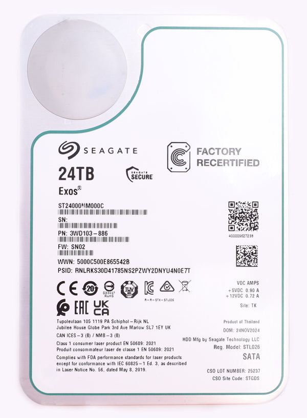 Seagate Exos X24 24TB Interne Server Festplatte ST24000NM000C 3,5 Zoll HDD SATA3