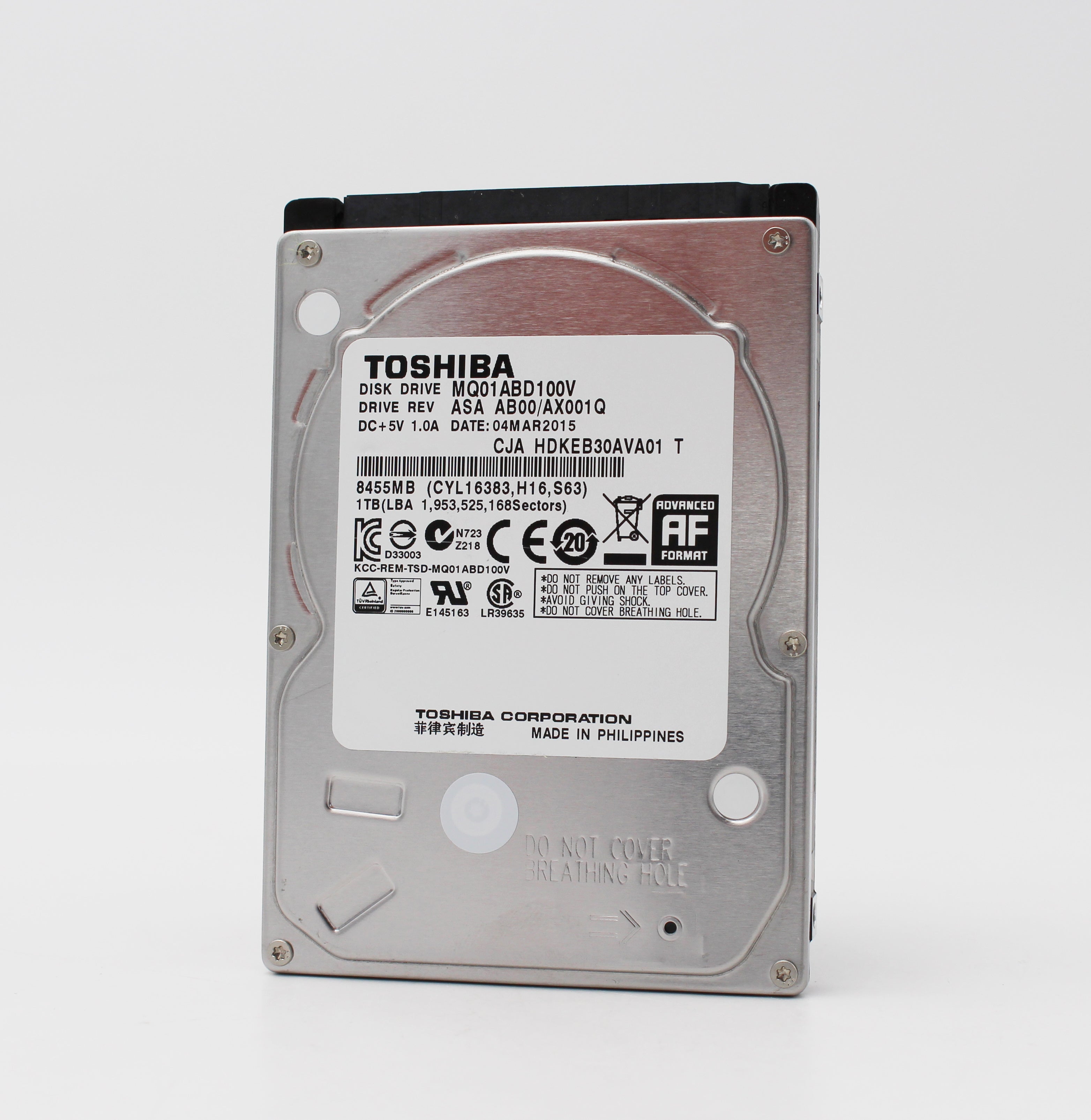 Toshiba MQ01ABD100 1TB interne Festplatte (6,5 cm (2,5 Zoll), 5400rpm, 8MB Cache, SATA III)