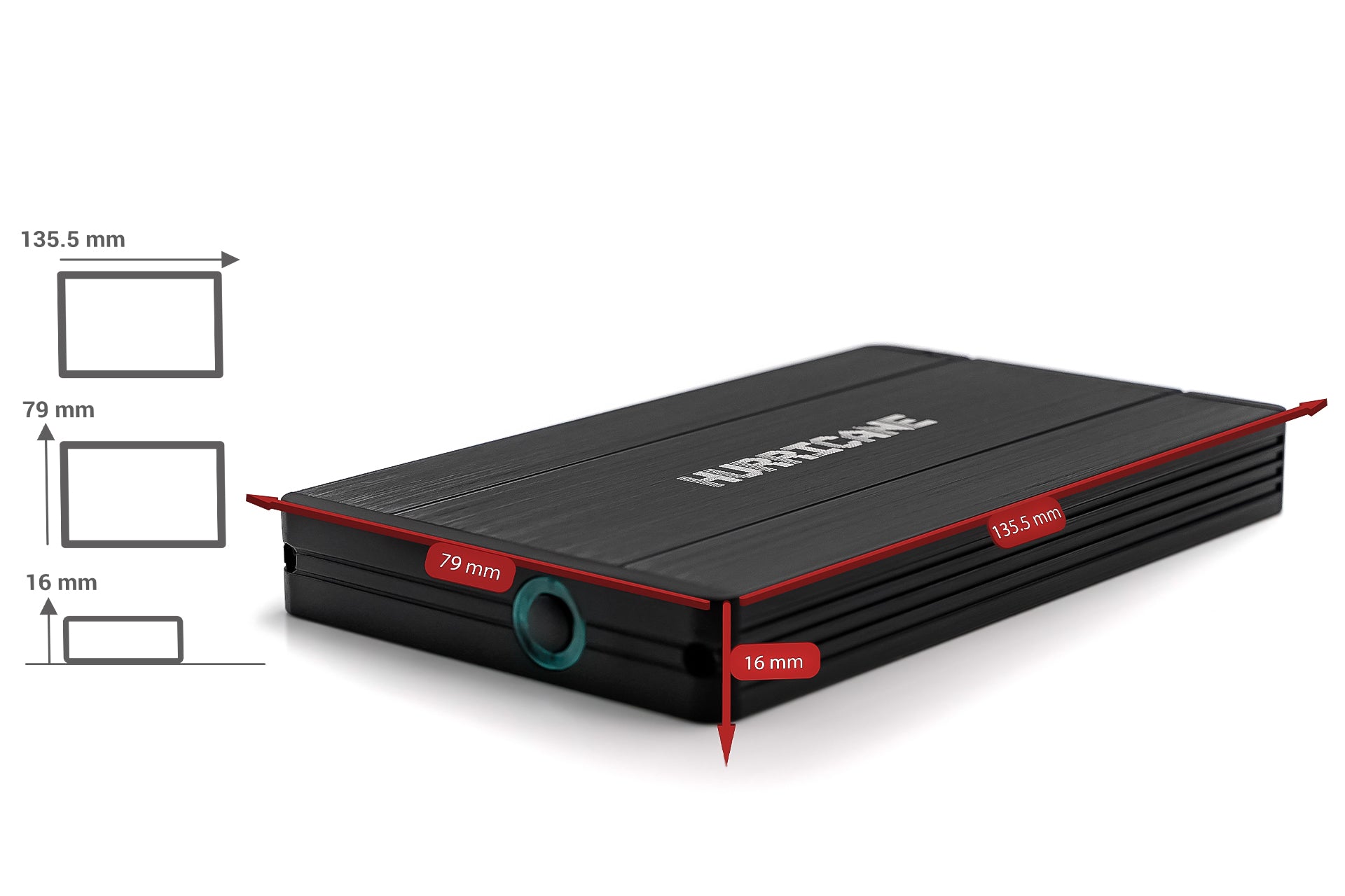 Hurricane 12.5mm GD25650 2TB 2.5" USB 3.0 Externe Aluminium Festplatte für Mac, PC, PS4, PS4 Pro, Xbox, Backups