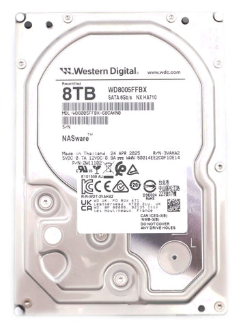 WD Red Pro 8TB NAS 3,5" Interne Festplatte 7200 RPM Klasse SATA 6Gb/s CMR