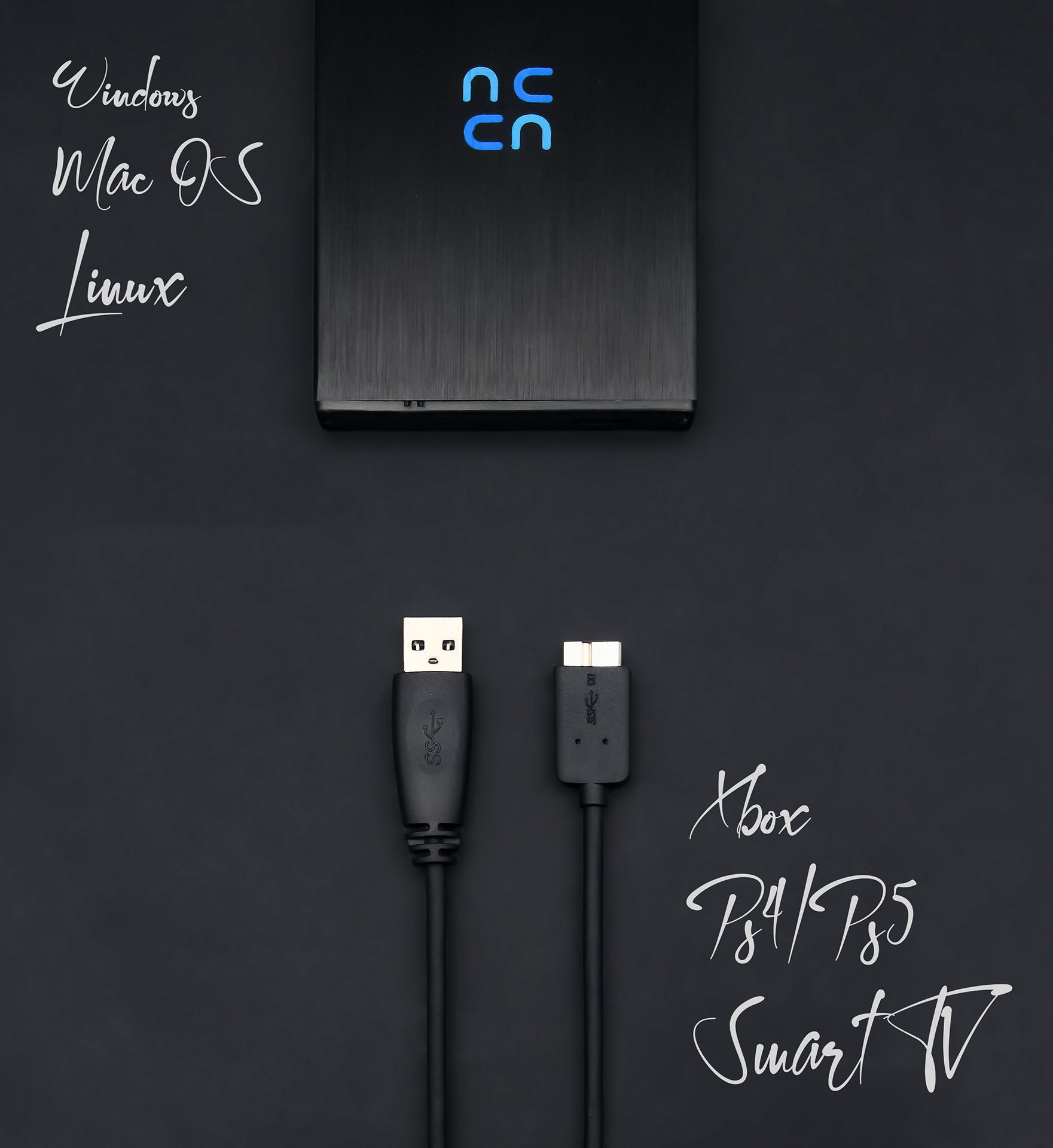Hurricane GD25612 Externe Festplatte 500GB 2,5" USB 3.0 PC Mac PS4 PS5 Xbox TV