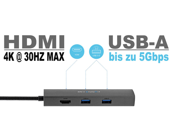 Hurricane C0546 6-in-1 USB Type C HUB Dock 10Gbps RJ45 100w Power Fast Charging 4K HDMI für MacBook, Laptop, PC, Festplatte
