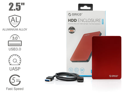 ORICO 500GB 2.5" Externe Festplatte USB3.0 MD25U3 Aluminium für Mac, PC, Playstation, Xbox, Backup - red